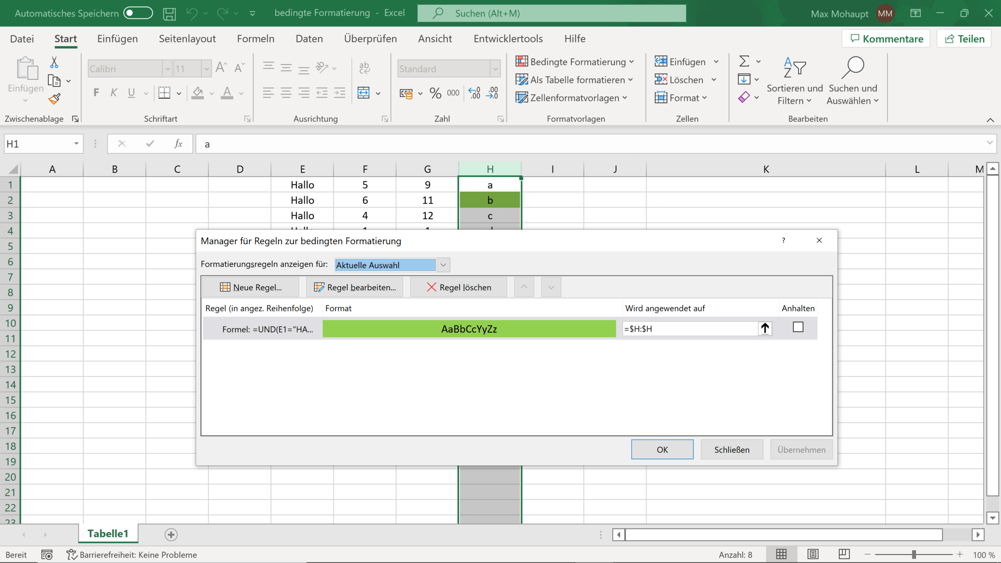 bedingte Formatierung Seite 2