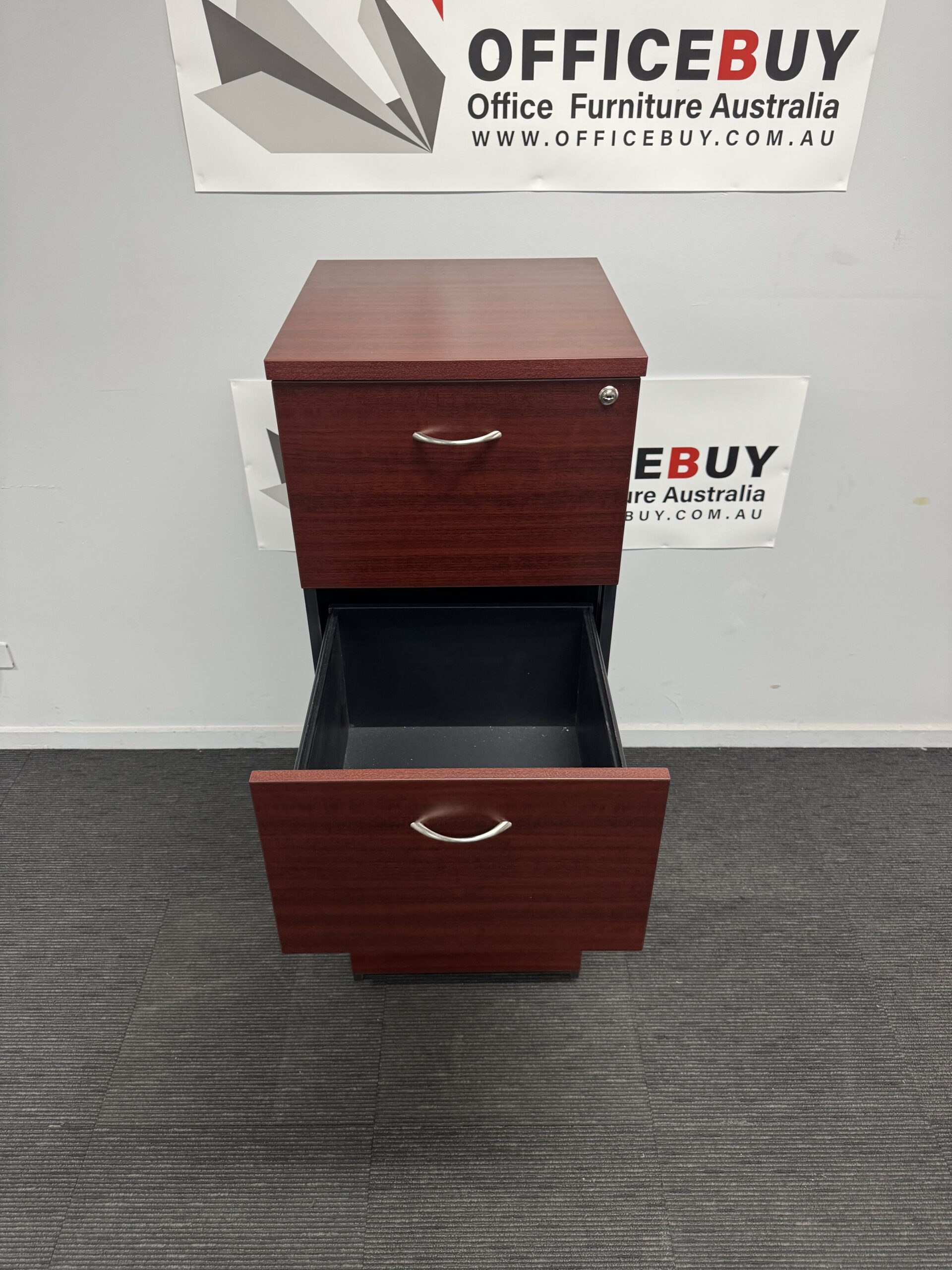 Second Hand Timber Lockable Four Drawer Filing and Black