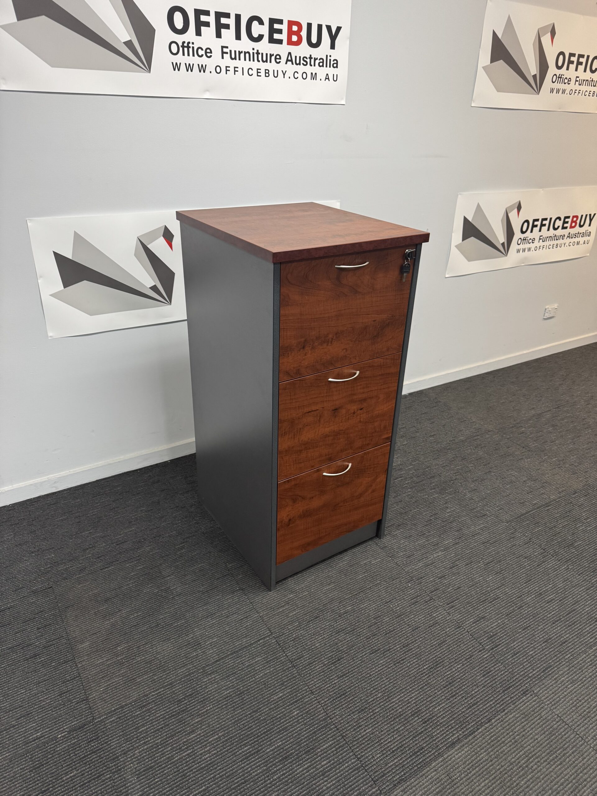 Second Hand Lockable Timber Three Drawer Filing and