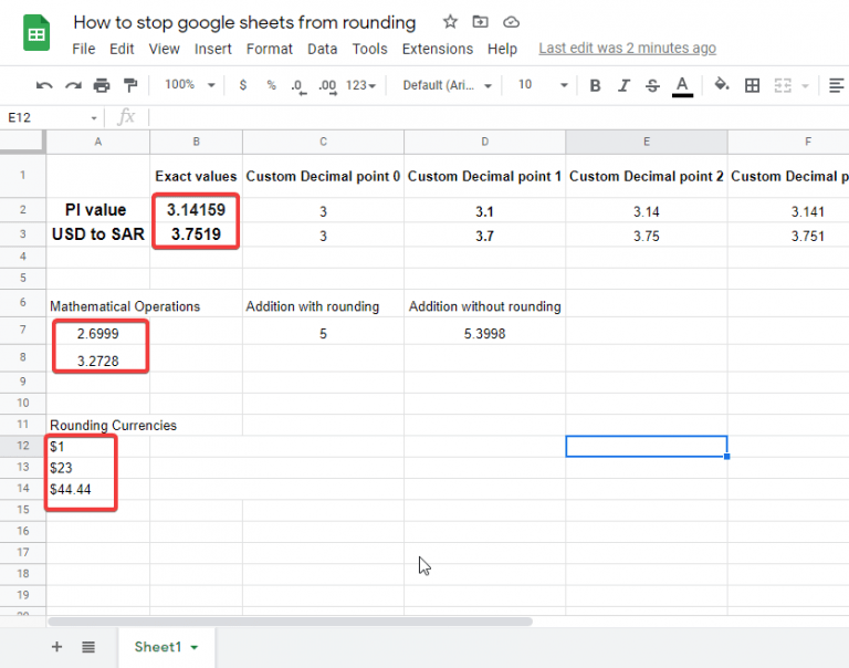 How to Stop Rounding Numbers in Google Sheets (2 Methods)
