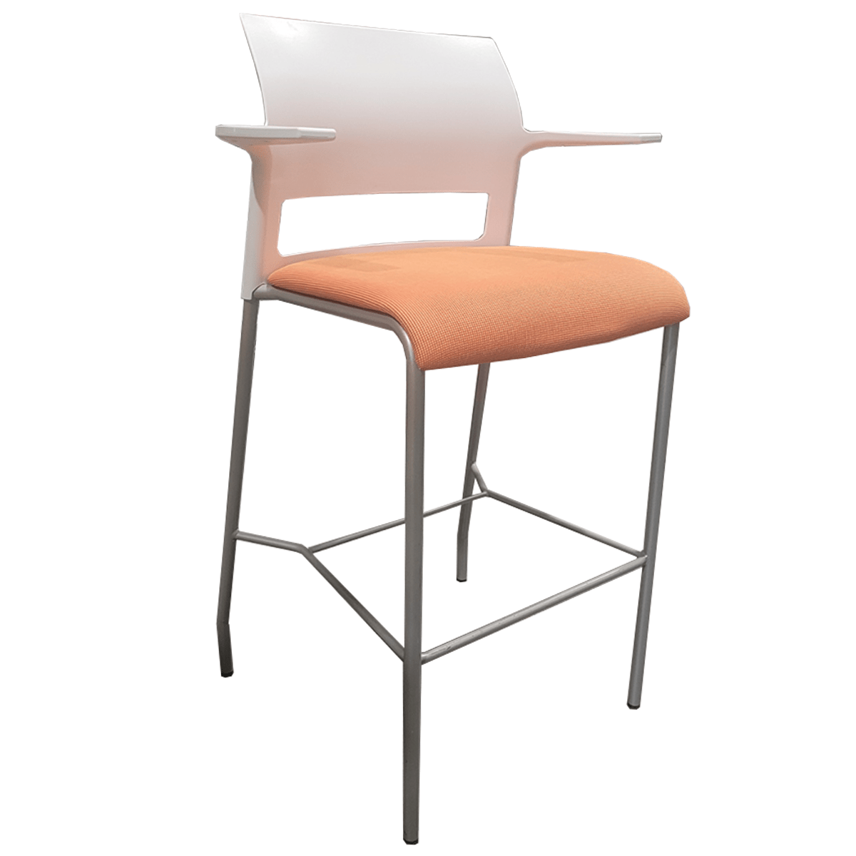 Steelcase Move Stool W/ Arms & Orange Padded Seat Office Furniture