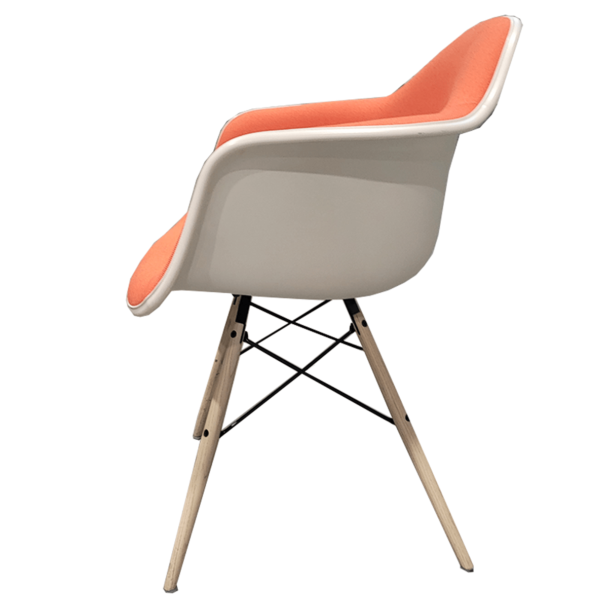 Herman Miller Eames Series Orange Upholstered Guest Chair W/ Wood Legs Office Furniture Plus