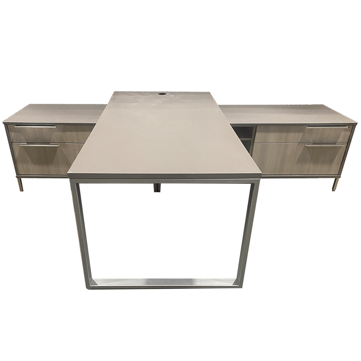 Grey Laminated Shared Credenza Desk W/ Chrome Dallas, Addison, Austin