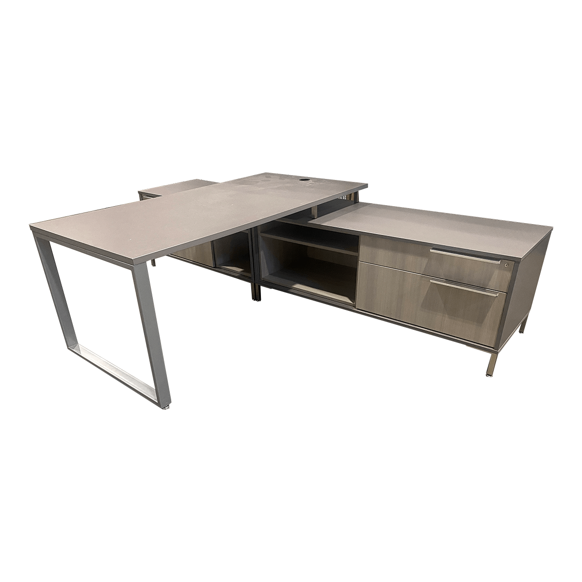 Grey Laminated Shared Credenza Desk W/ Chrome Dallas, Addison, Austin