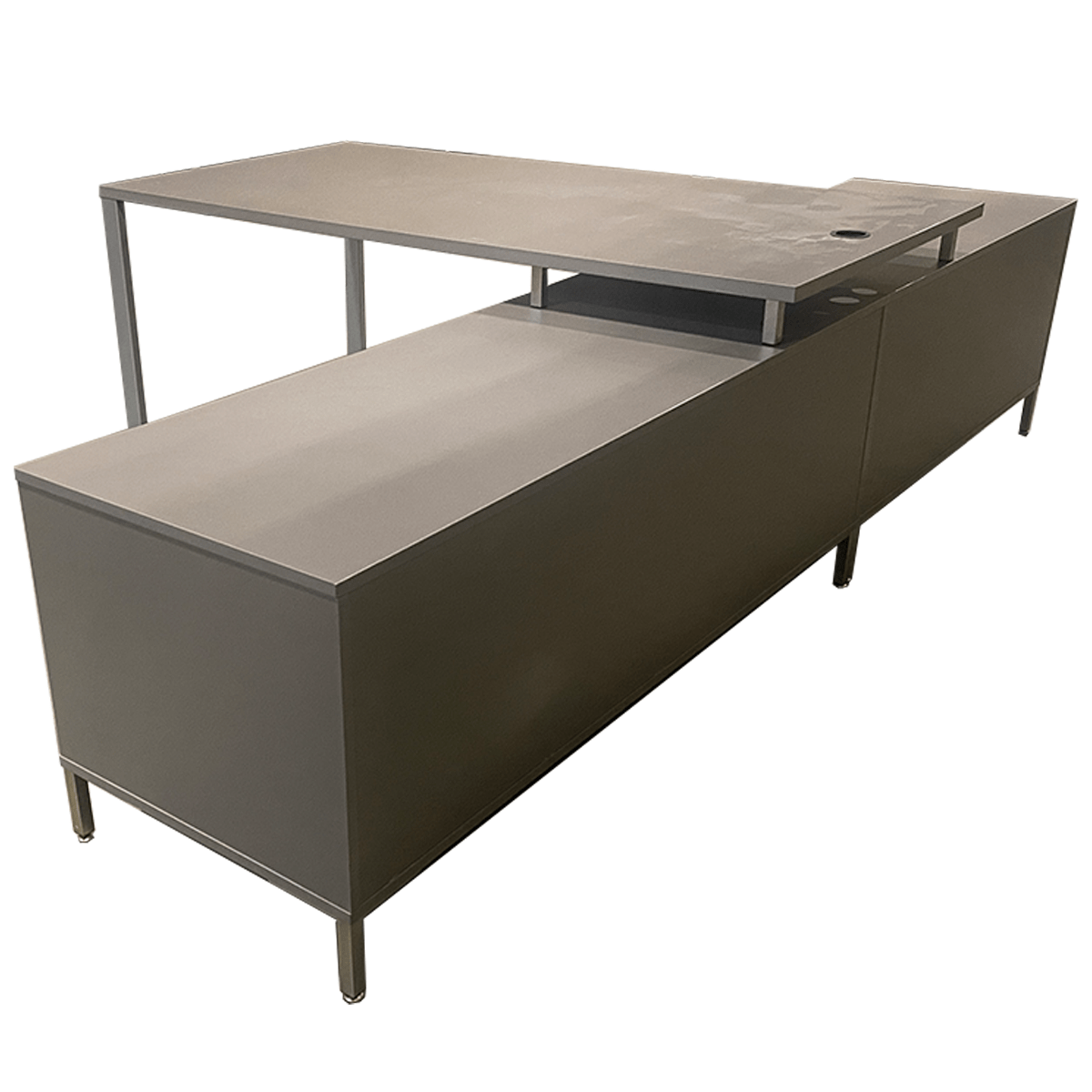 Grey Laminated Shared Credenza Desk W/ Chrome Dallas, Addison, Austin