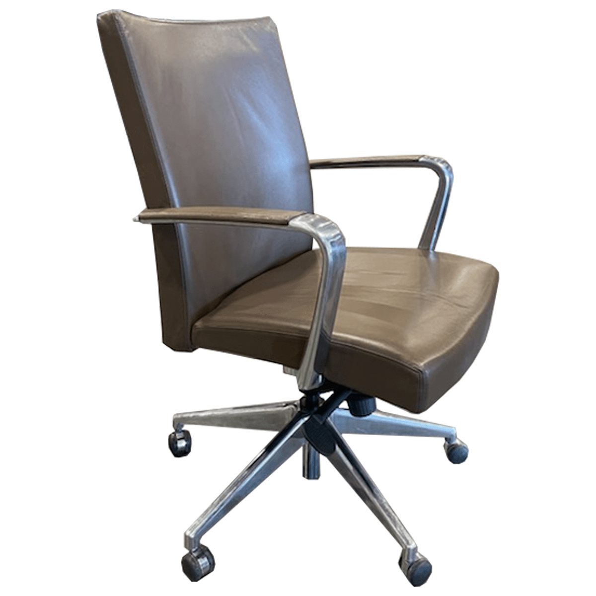 HBF Brown Vinyl Conference Chair W/ Chrome Frame Office Furniture