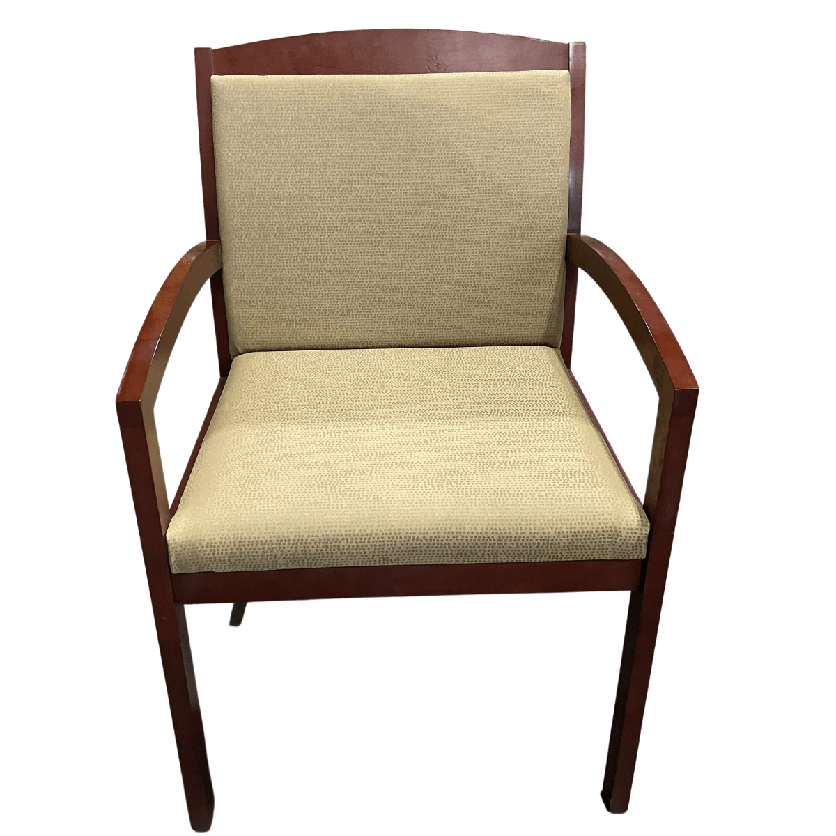 National Guest Chair W/ Mahogany Frame Tan Upholstery Office