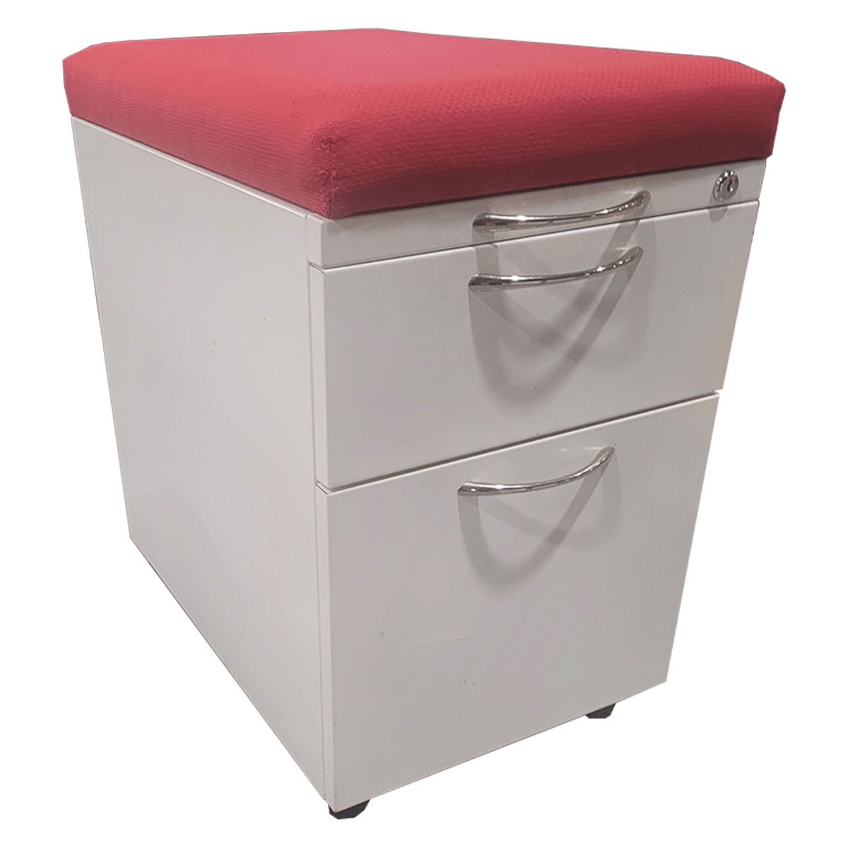AIS Box, Box File Mobile Pedestal In White W/ Red Cushion Topper