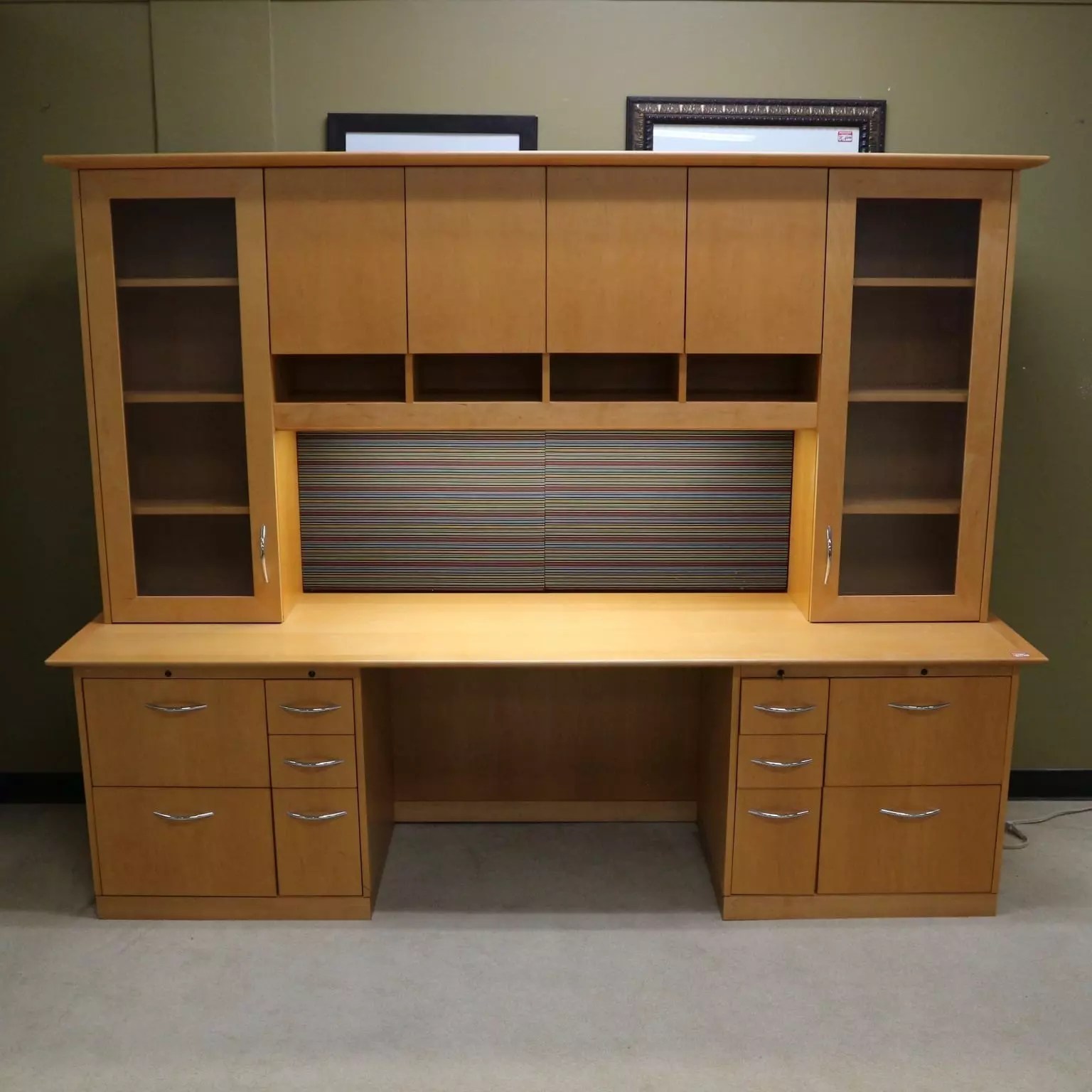 Honey Desk with Hutch 96" Office Furniture Liquidations