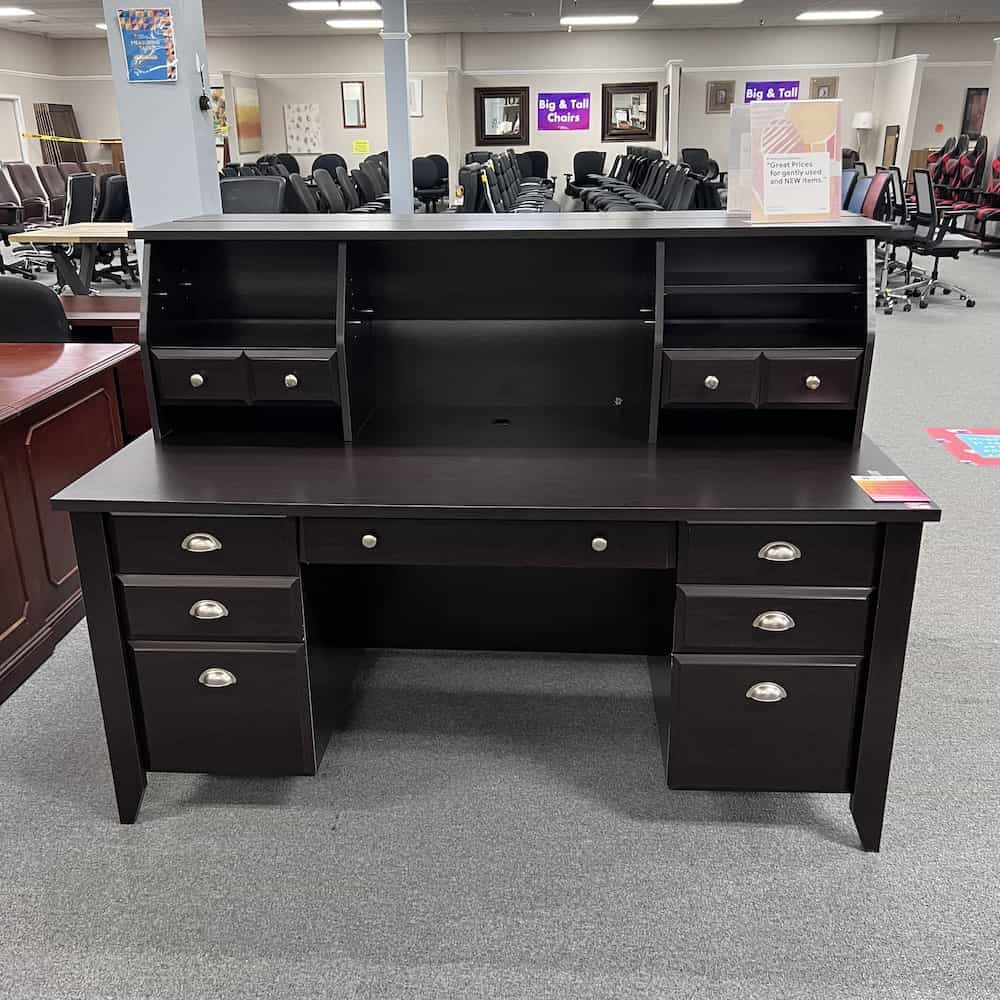 71" Espresso Desk with Hutch and Two Pedestal Files Box/Box/File