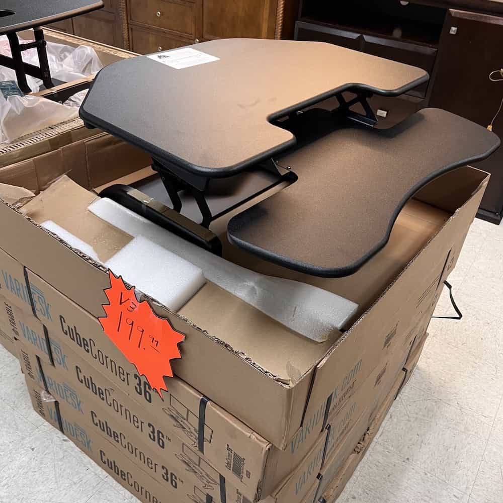 36" VariDesk Black CubeCorner 36 Adjustable Desk Top Riser Office