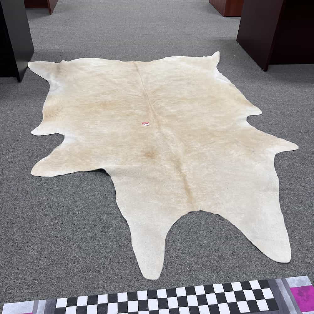 6 ft x 7 ft Natural Teal Cowhide Leather Rug Office Furniture