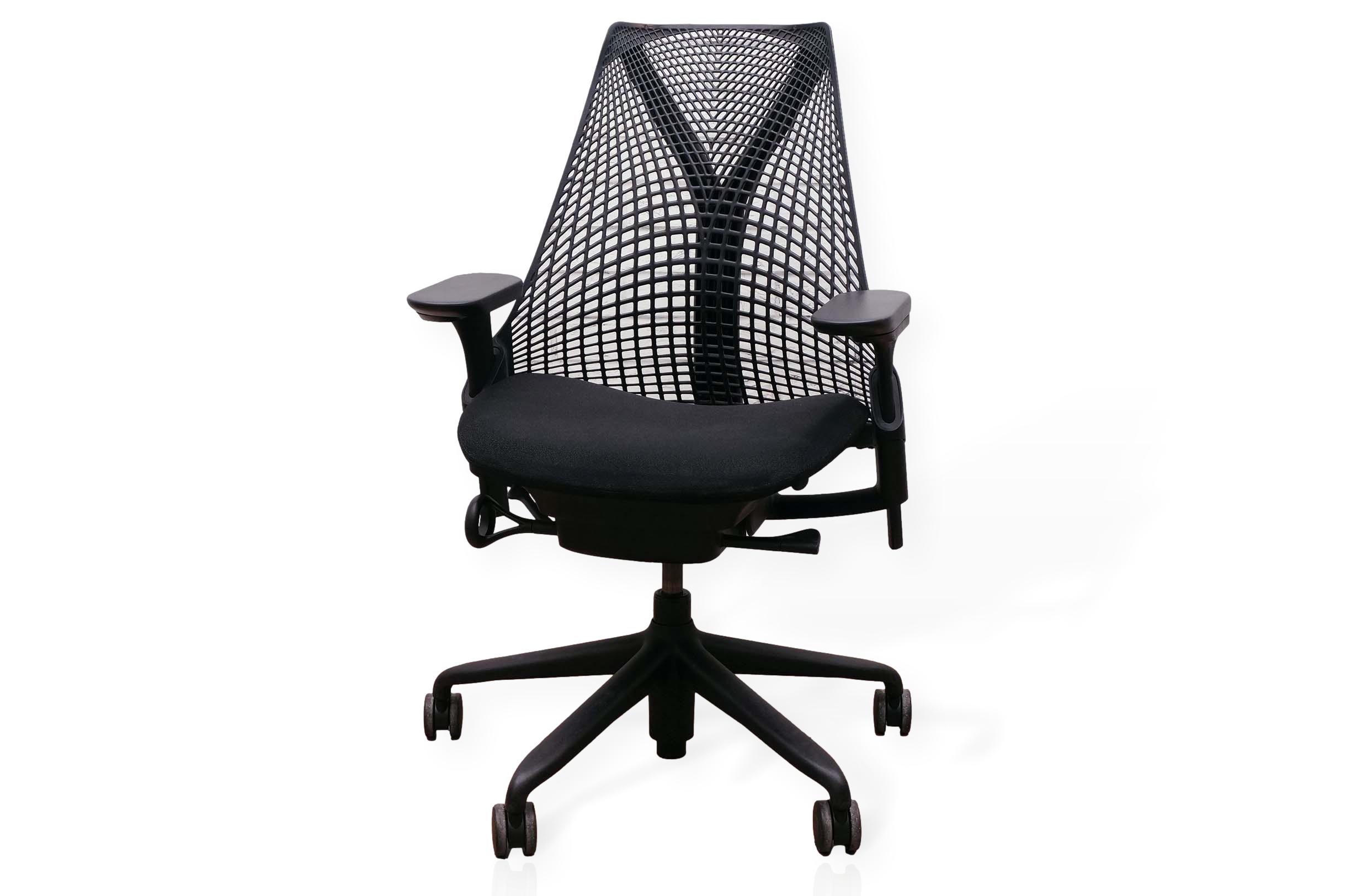 Herman Miller Sayl Task Chair, Black Mesh Back, Black Fabric Seat