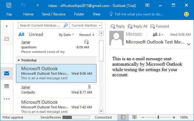 How to display and hide the Reading pane Microsoft Outlook 2016