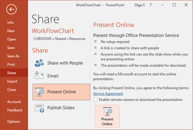 How to present your PowerPoint presentation online using the Office