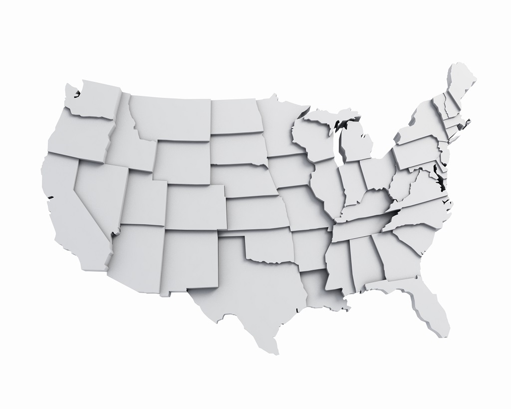 U.S. States Raised Relief Maps: 3-D maps of terrain Map Shop