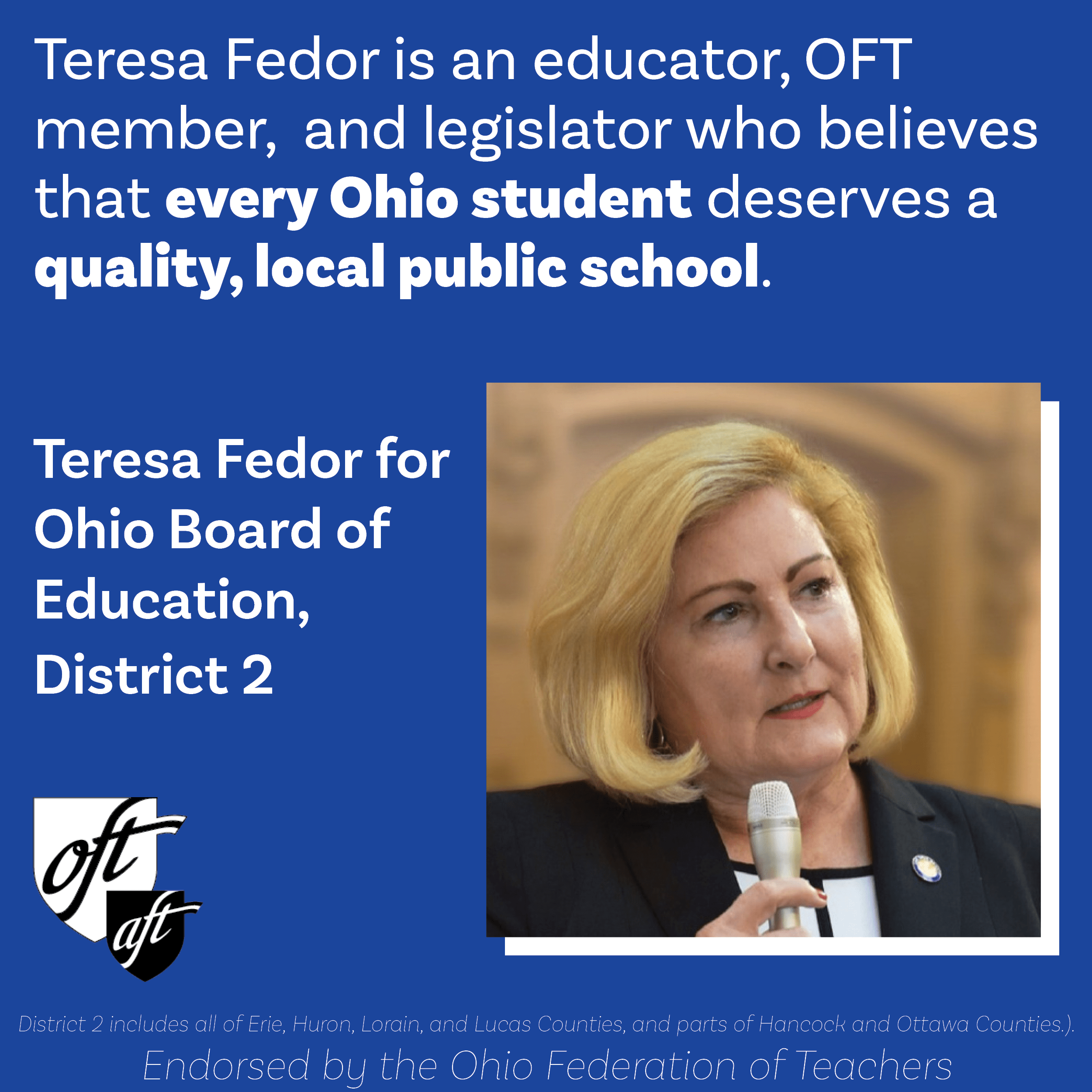 Teresa Fedor for Ohio Board of Education, District 2 Ohio Federation