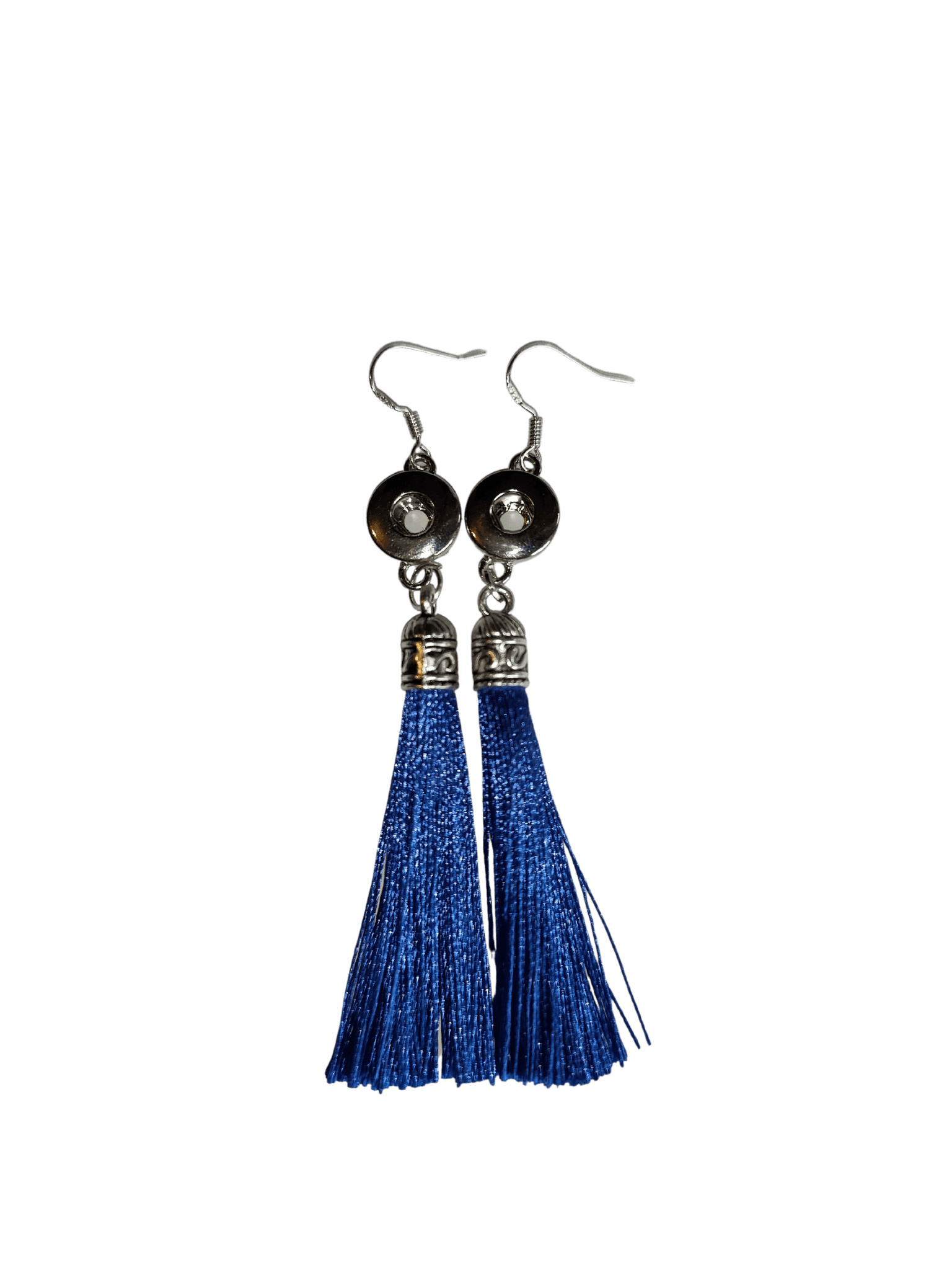 12 mm Dark Blue Tassel Snap Earrings