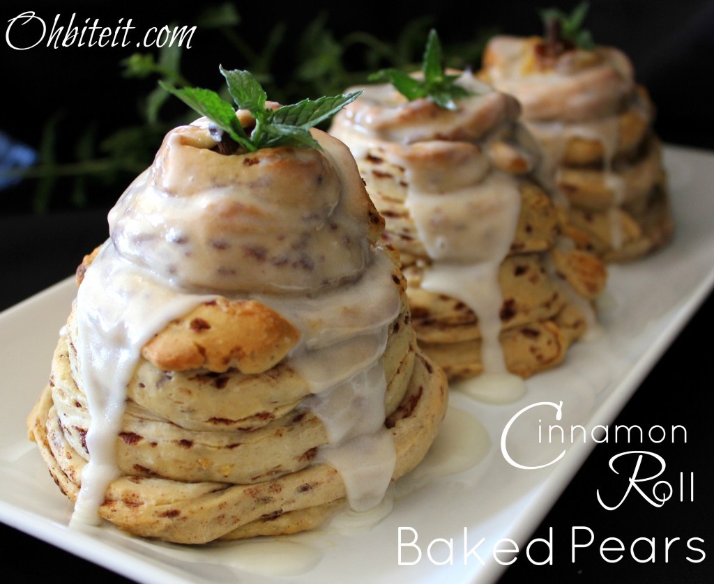 Cinnamon Roll Baked Pears! Oh Bite It