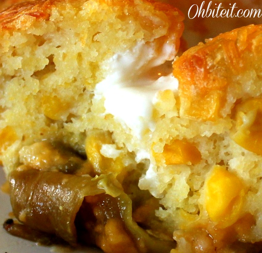 Green Chile Cornbread Casserole! Oh Bite It