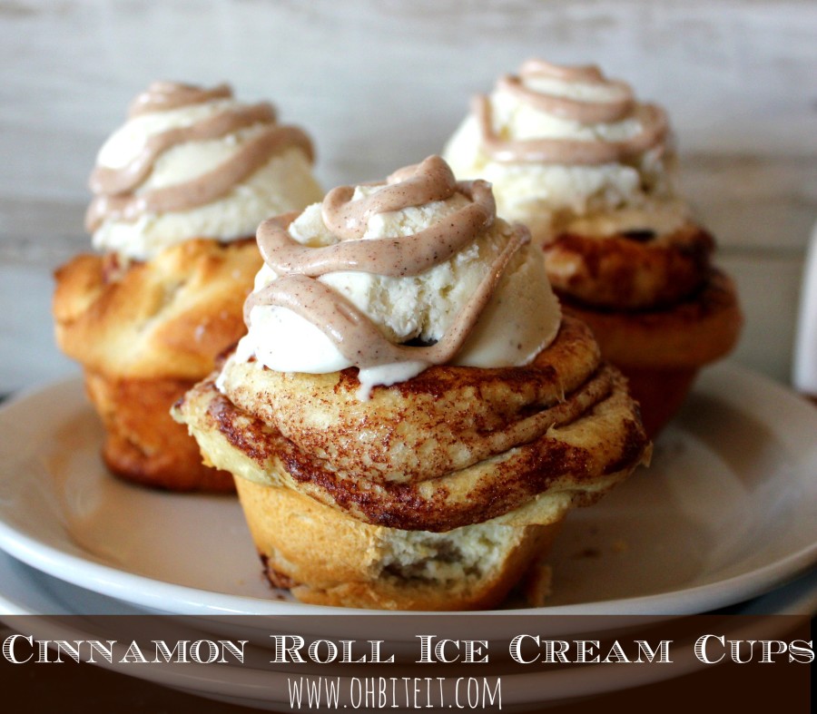 Cinnamon Roll Ice Cream Cups! Oh Bite It