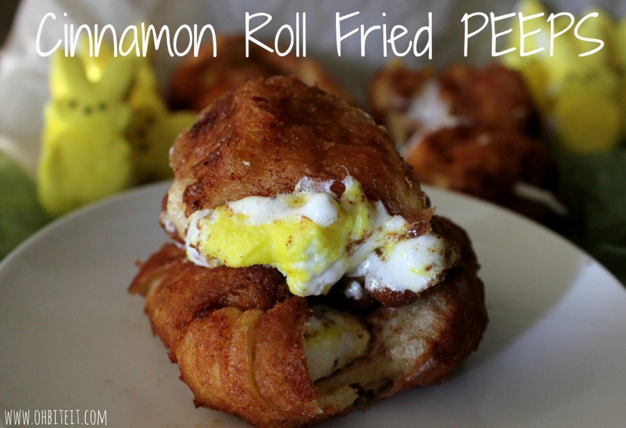 Cinnamon Roll Fried PEEPS! Oh Bite It