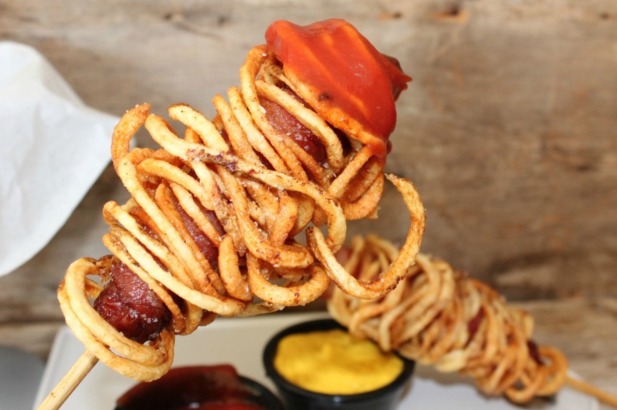 Twisted Tater Bacon Dogs! Oh Bite It