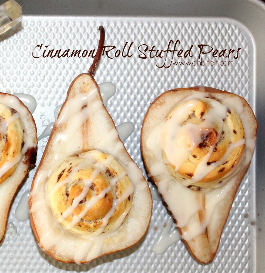 Cinnamon Roll Stuffed Pears! Oh Bite It
