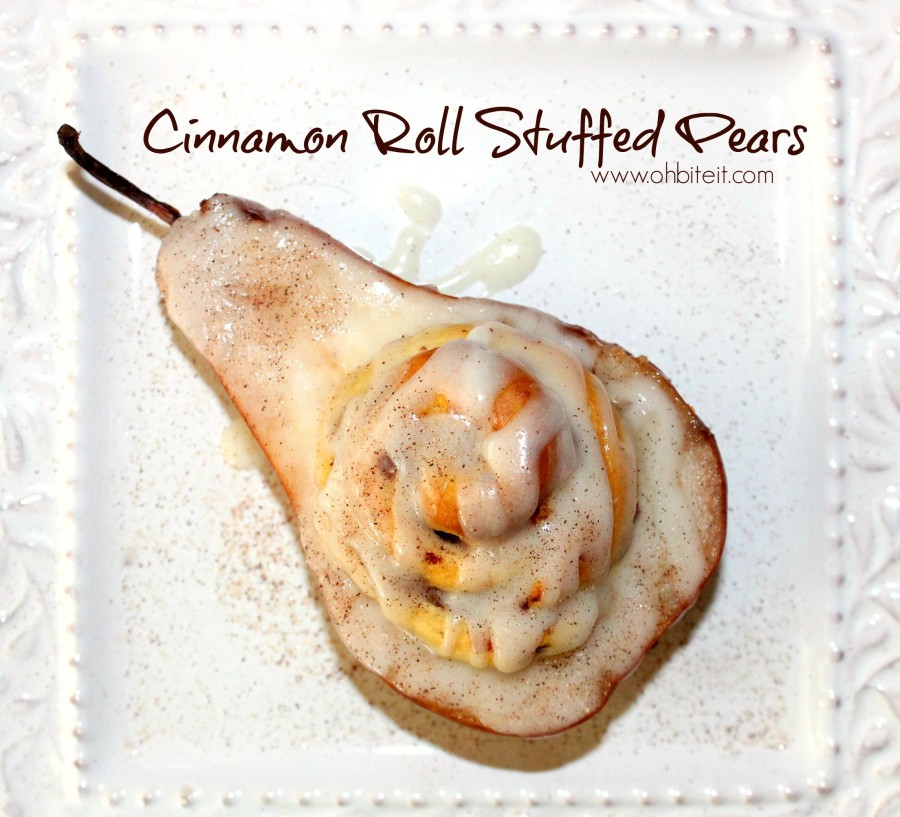 Cinnamon Roll Stuffed Pears! Oh Bite It
