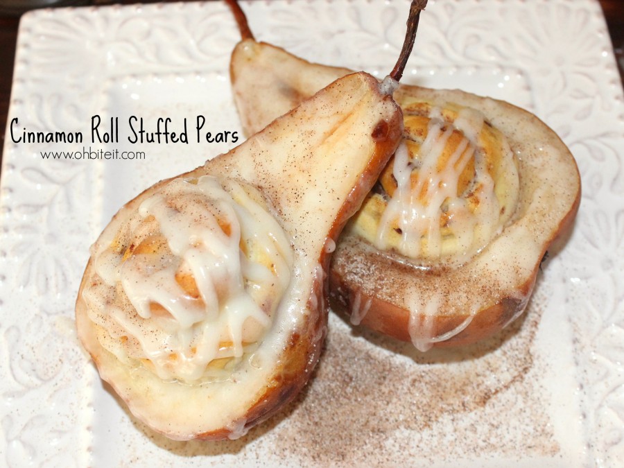 Cinnamon Roll Stuffed Pears! Oh Bite It