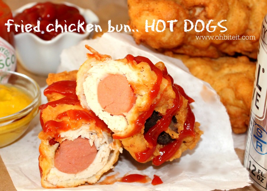 Fried Chicken Hot Dog BUNS! Oh Bite It