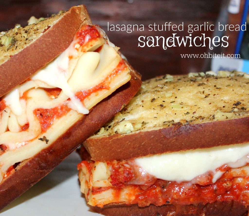 Lasagna Stuffed Garlic Bread Sandwiches! Oh Bite It