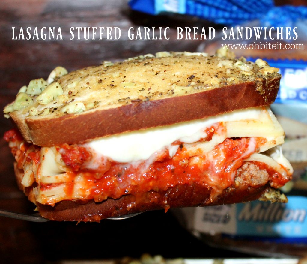 Lasagna Stuffed Garlic Bread Sandwiches! Oh Bite It