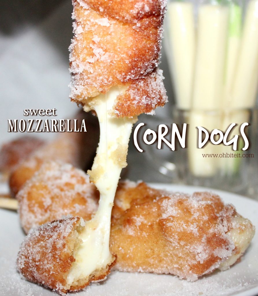 Sweet Mozzarella Corn Dogs! Oh Bite It