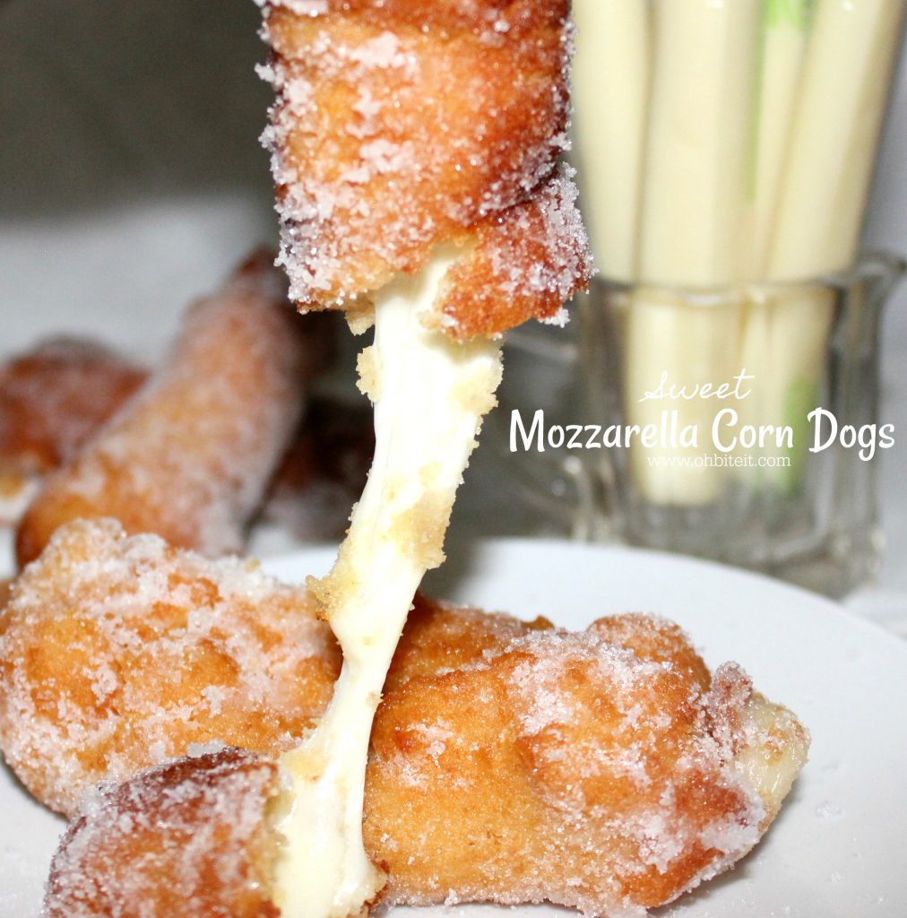 Sweet Mozzarella Corn Dogs! Oh Bite It
