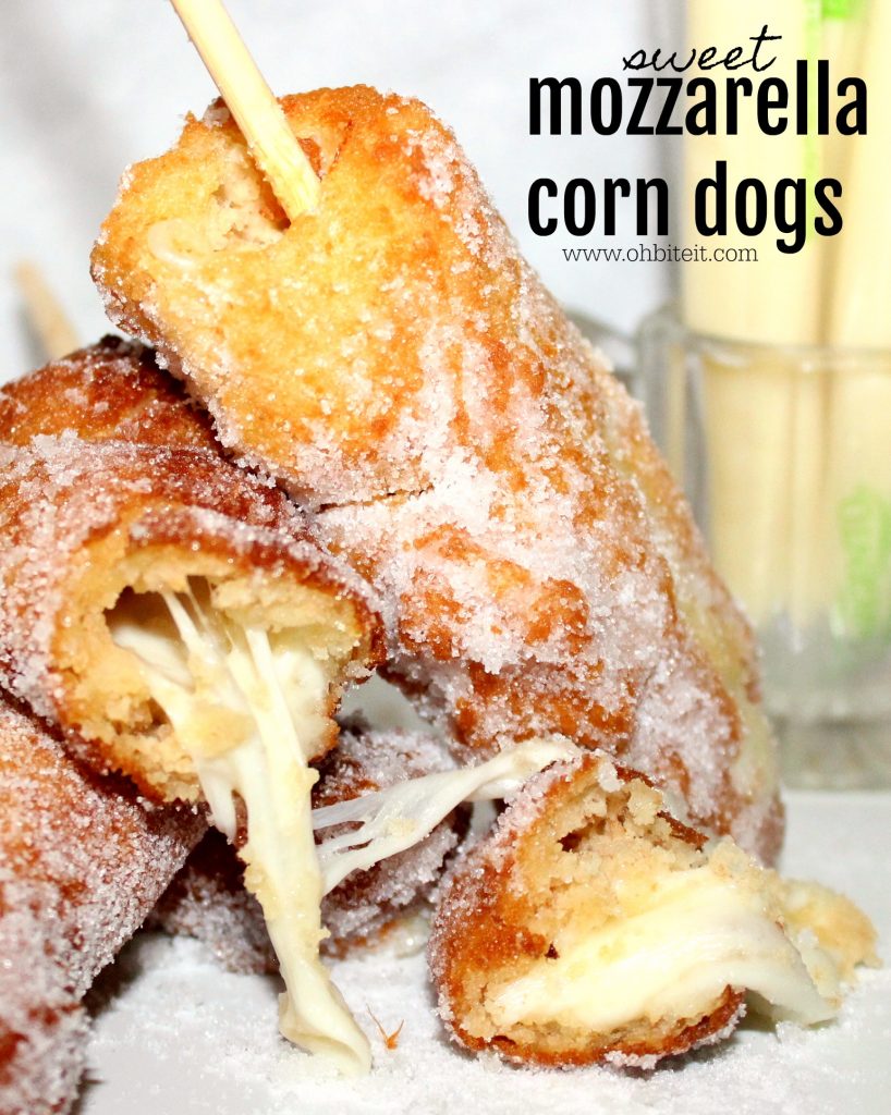 Sweet Mozzarella Corn Dogs! Oh Bite It