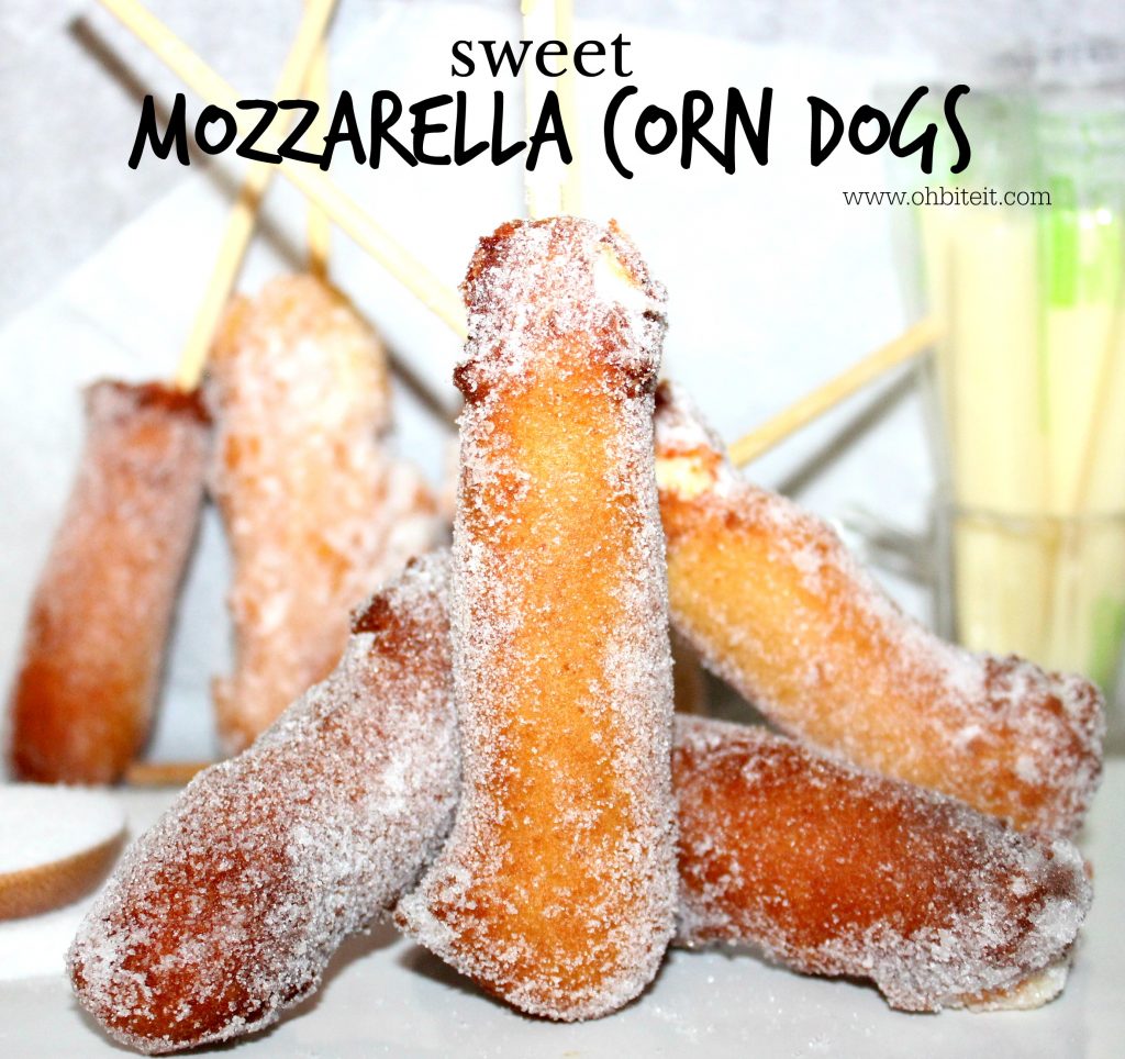 Sweet Mozzarella Corn Dogs! Oh Bite It