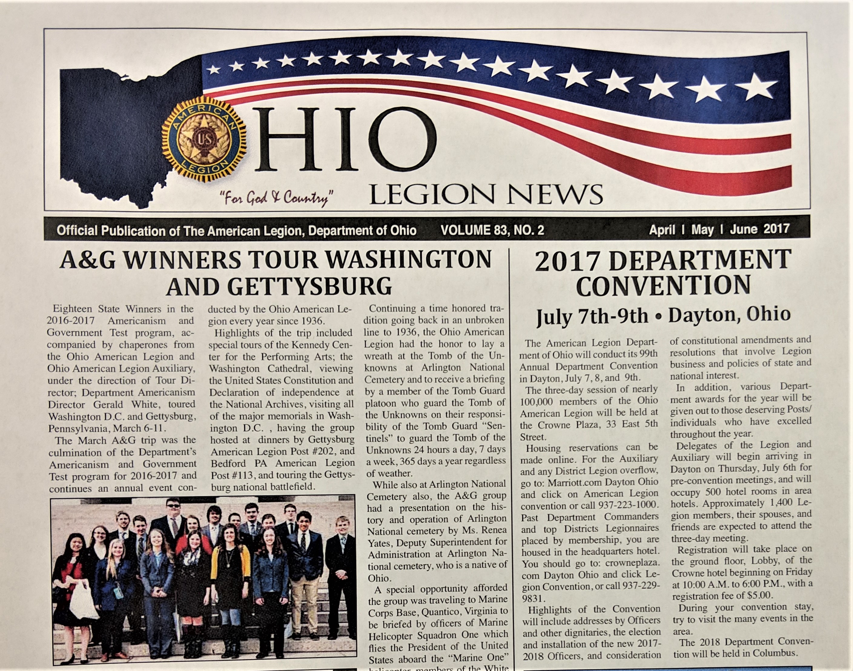 Ohio Legion News Spring 2017 The American Legion Department of Ohio