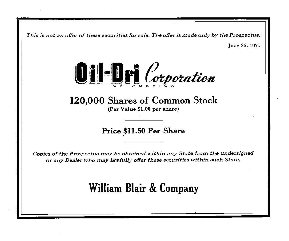 1971 OilDri Corporation of America
