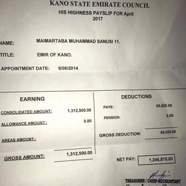 Emir Sanusi Releases His April Pay Slip Details SEE How Much