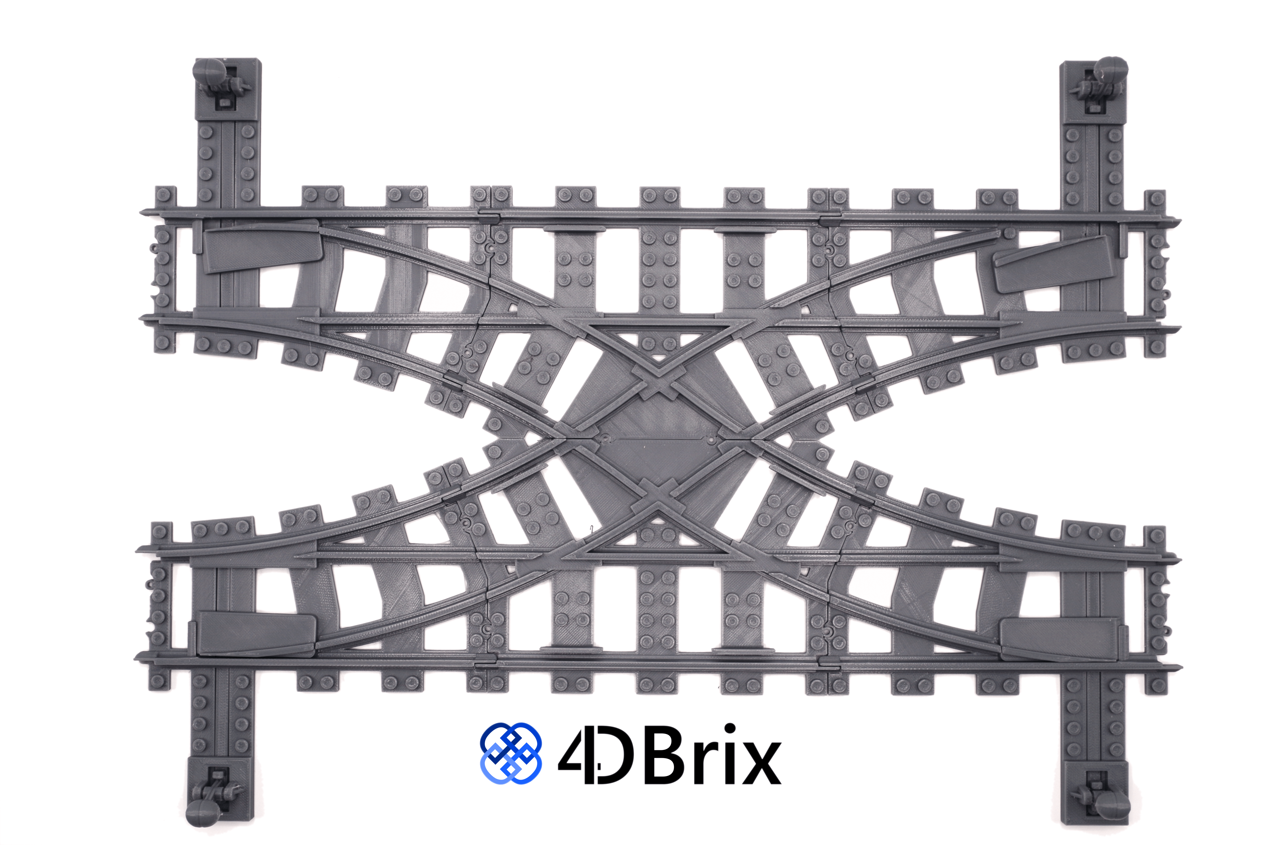 4DBrix Double Crossover RC Train Track OKBrickWorks