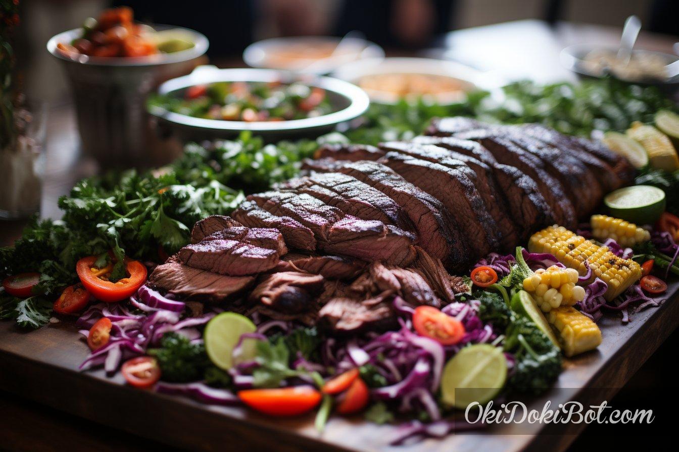 Bountiful BBQ Buffet, Grilled Meat and Vibrant Vegetables to Celebrate