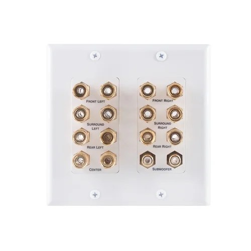 Double Gang Recessed Speaker Wall Plate with Binding Post for 8