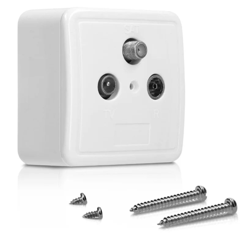 Coaxial Aerial Wall Socket Satellite, TV, Radio Antenna Box Triple