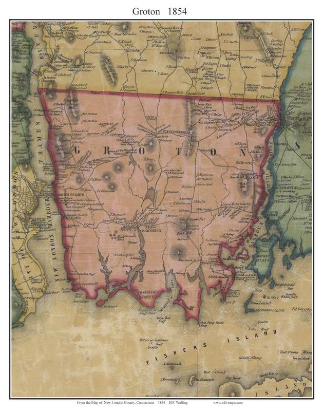New London County CT Single Map Reprints