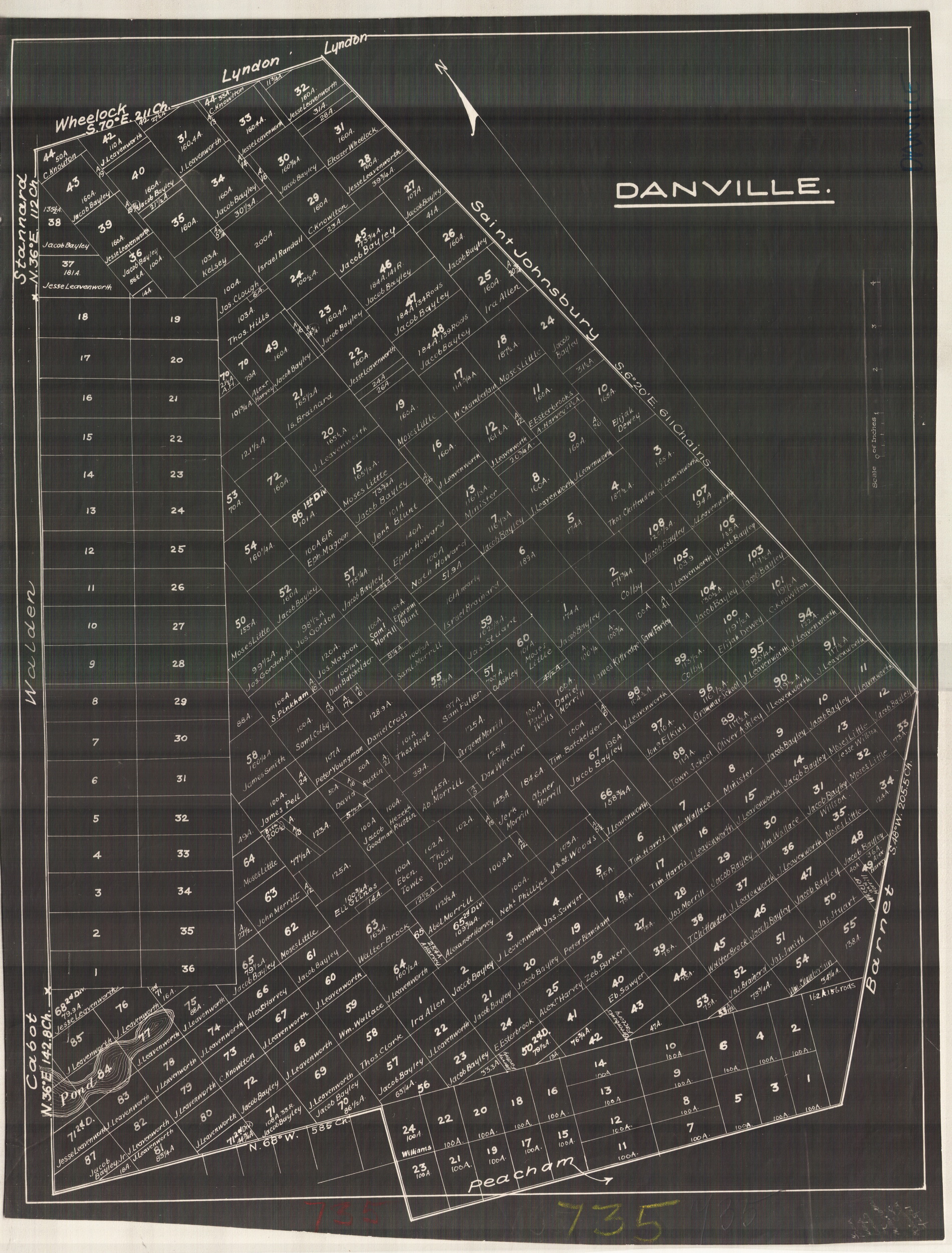 Danville 59 Lotting Vermont Town VT State Archives OLD MAPS
