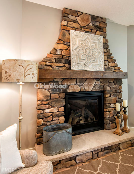 RoughSawn Fireplace Manels Made with Recycle Barn Beams