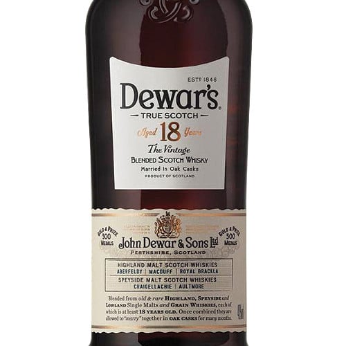 Dewar's 18 Year Old Blended Scotch Whisky 750mL OldGrogram