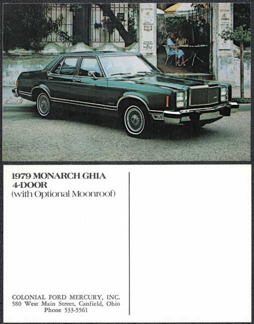 1979 Monarch Ghia 4Door Dealer Postcard