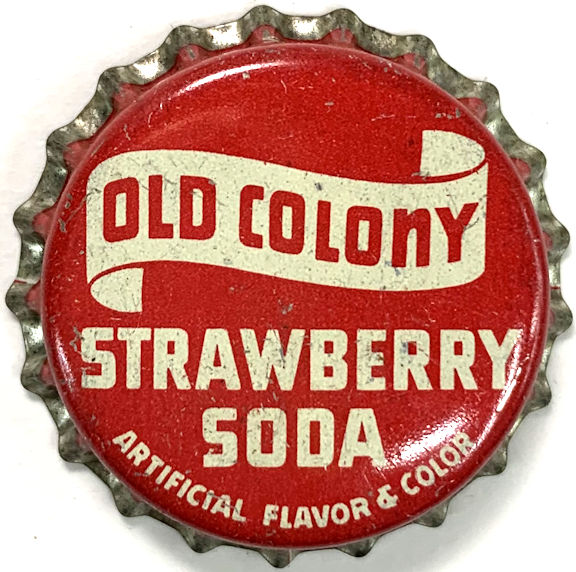 Group of 10 Cork Lined Old Colony Strawberry Soda Bottle Caps